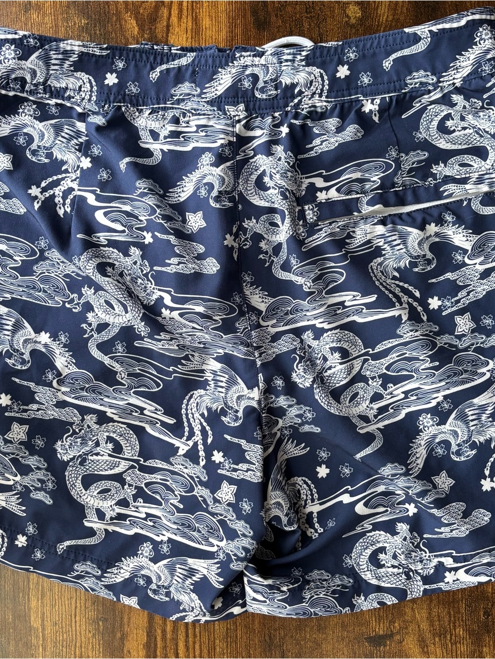American Eagle x NAITO Japanese Dragon Crane Swim Trunks Size Medium Blue - Picture 3 of 5